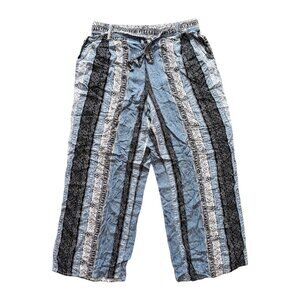 SOLITAIRE Mixed Pattern High Rise Wide Leg Pull On Batik Pants SZ 10